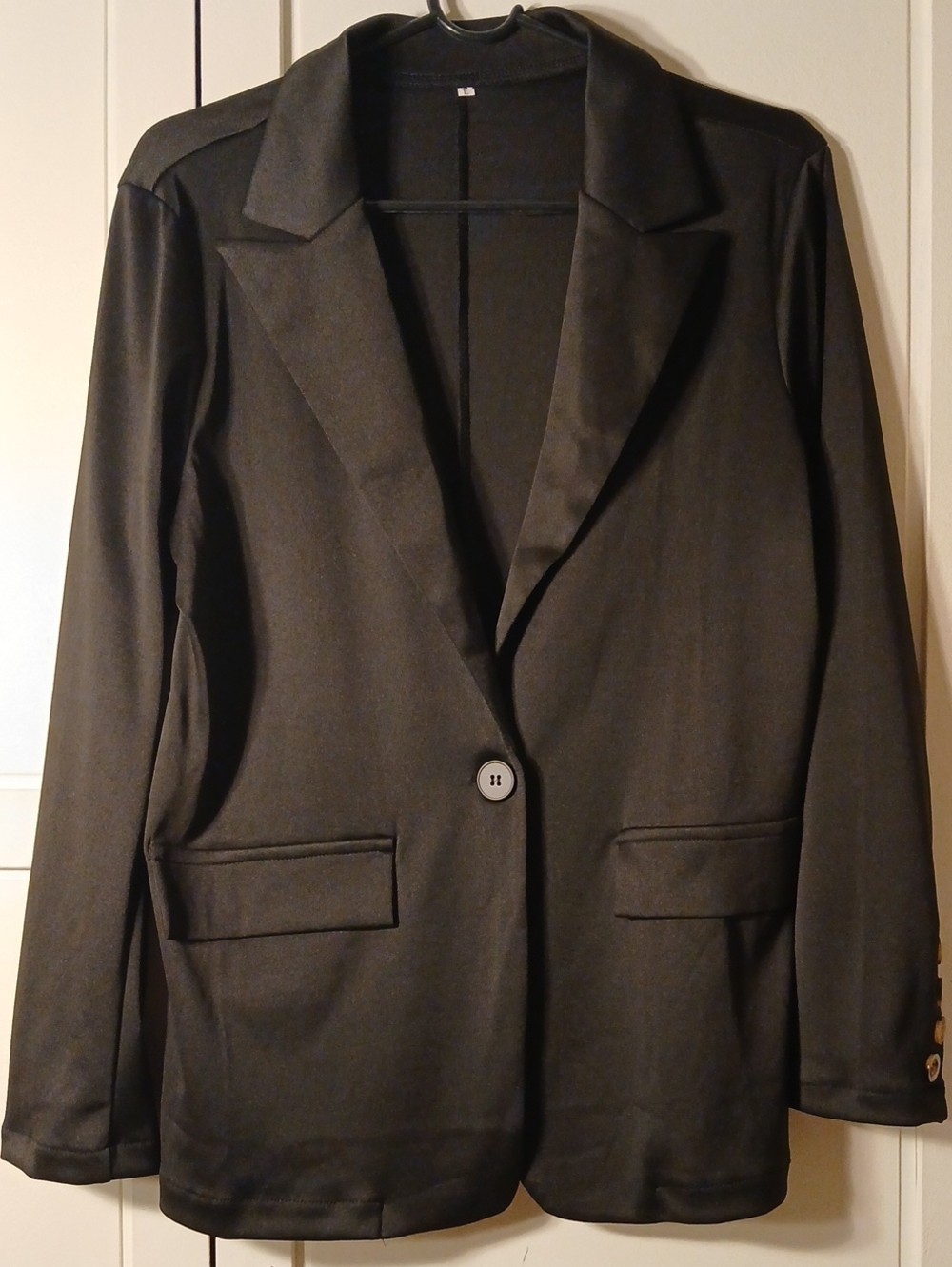 Classic Black Women's Blazer Jacket - Single Button